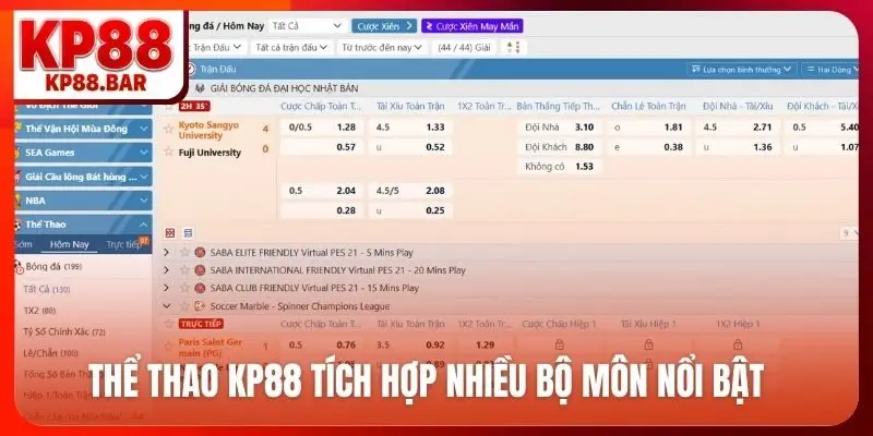 Thể thao kp88 Thể thao KP88 tích hợp nhiều bộ môn nổi bật